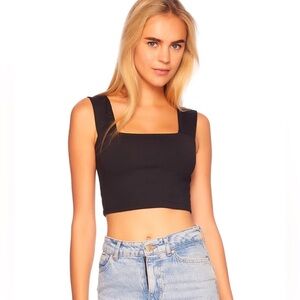 New Susana Monaco Wide Strap Crop Tank Top Suede Grey Silver Gray